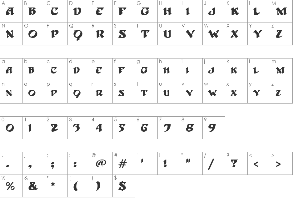 Hoffman font character map preview