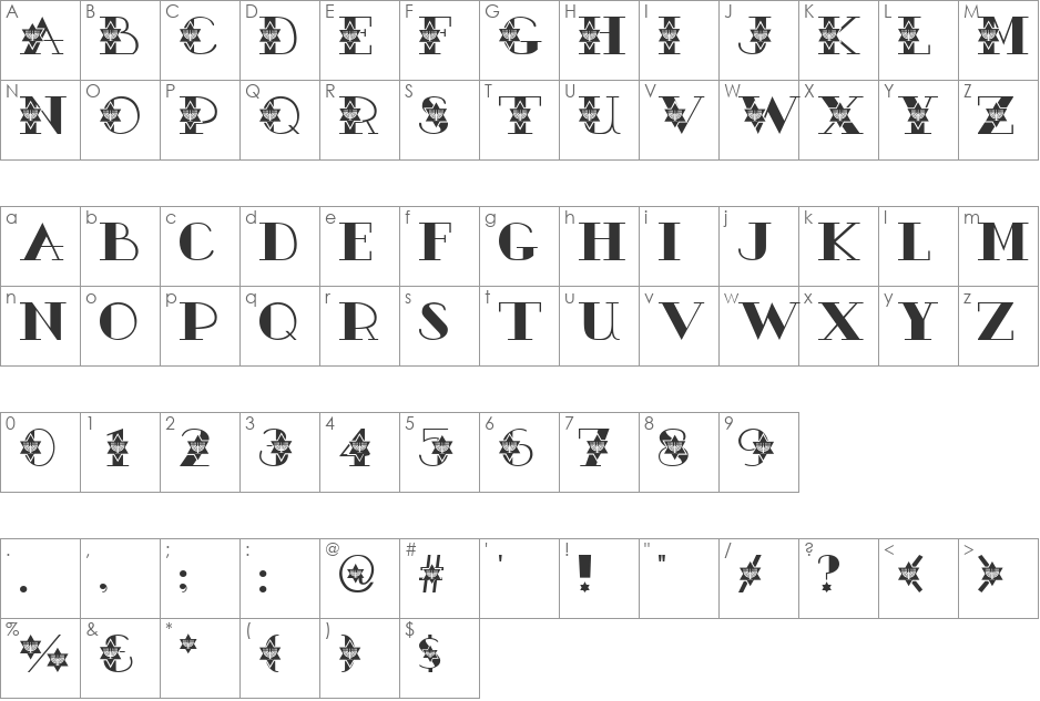 AC1-Menorah font character map preview