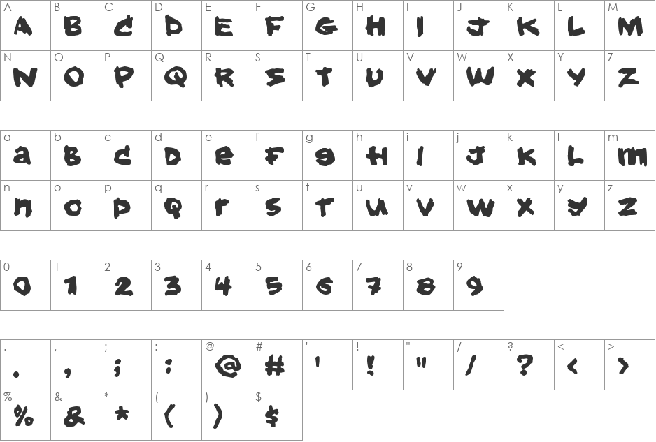 Hold your breath font character map preview