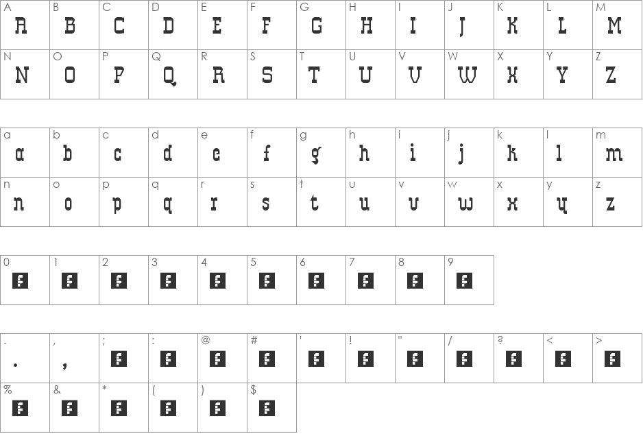 Holdem font character map preview
