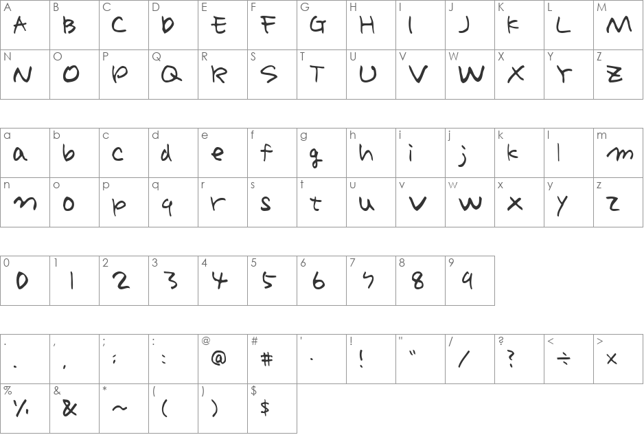 Holiday font character map preview