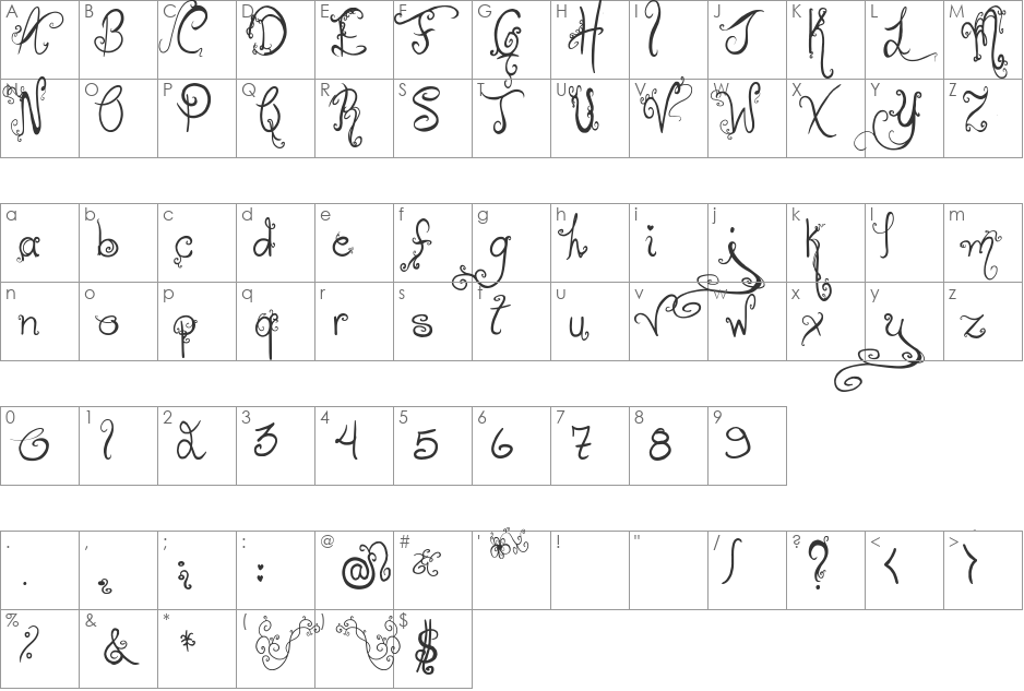 Holiday Home font character map preview