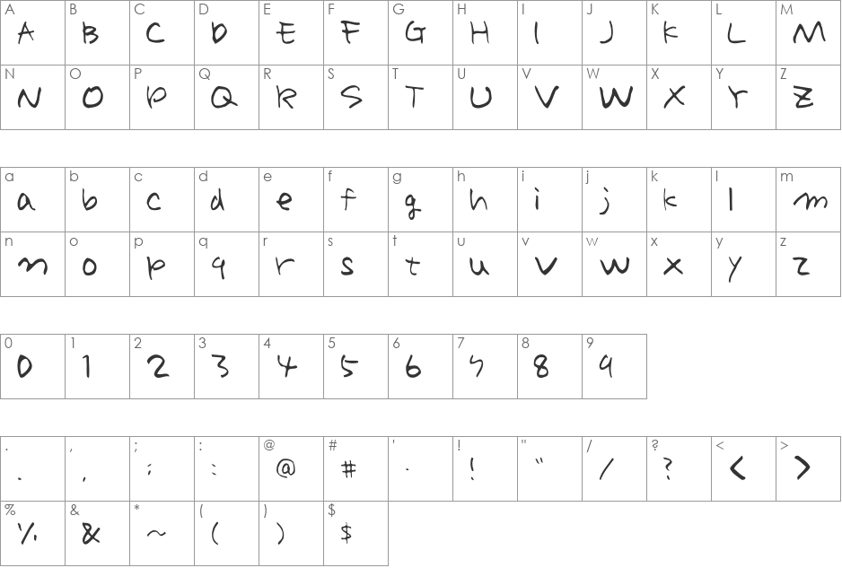 Holiday-MDJP03 font character map preview