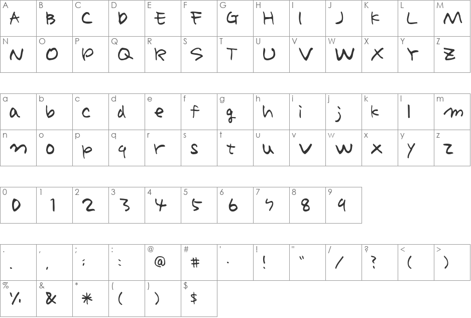 HolidayAL font character map preview