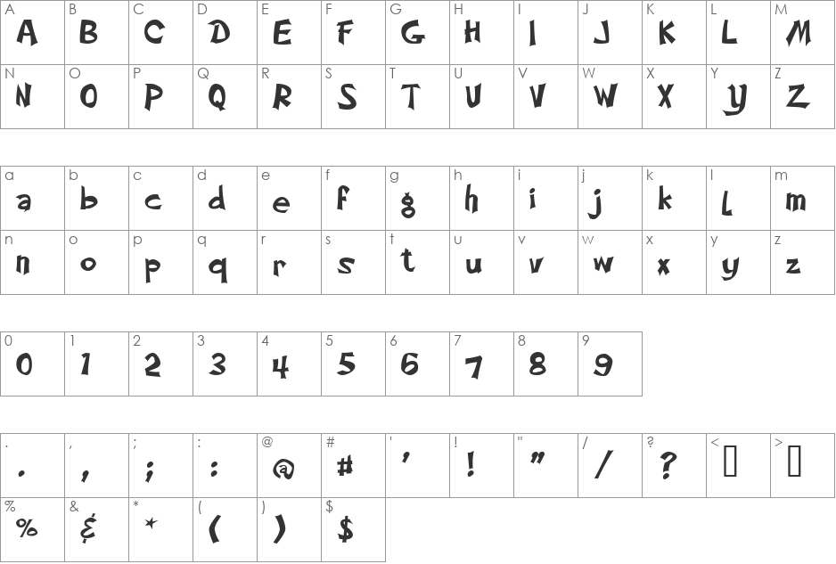 HolidayTimesJF font character map preview