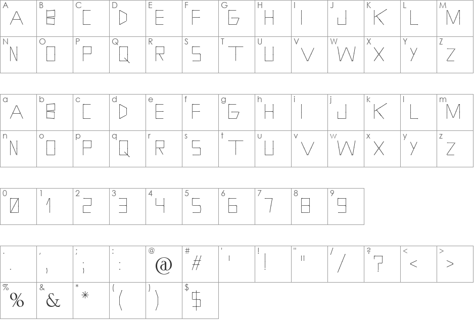 Holitter Phosphorus font character map preview