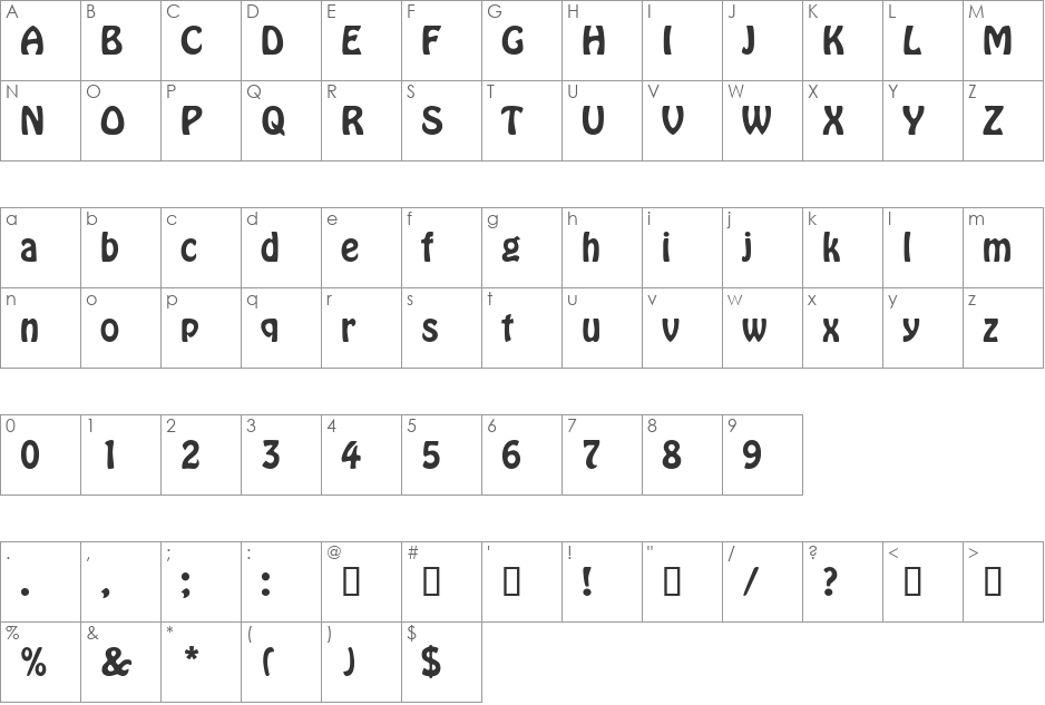 HolliDB font character map preview