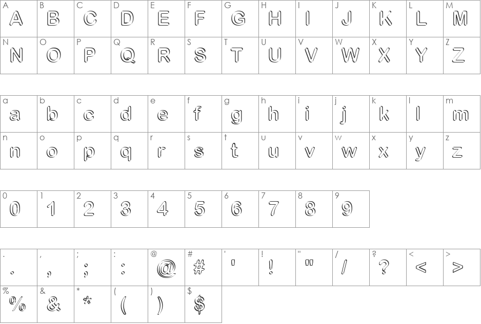 Hollow Lao font character map preview