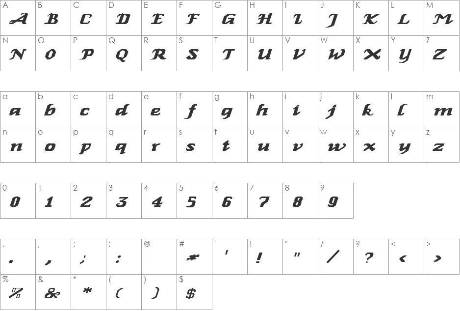 Hollowed Ground 3 font character map preview