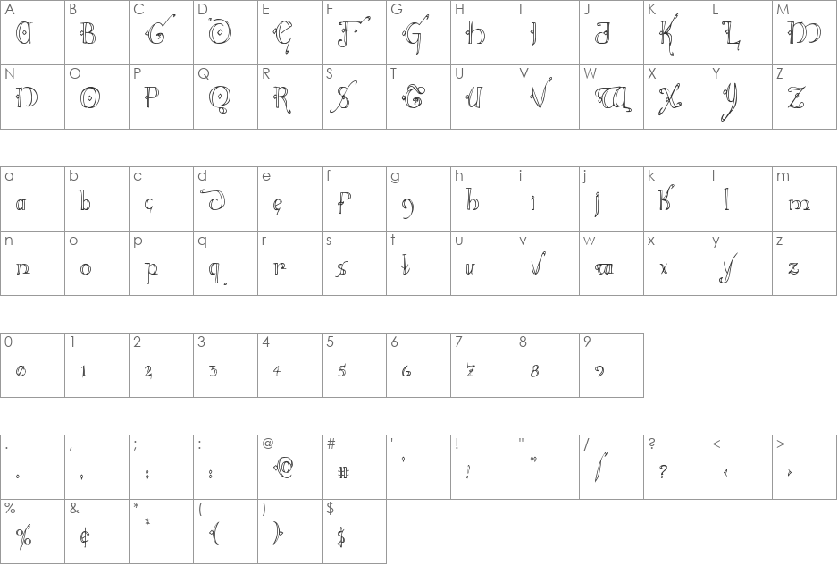 Holly Jingle Condensed font character map preview