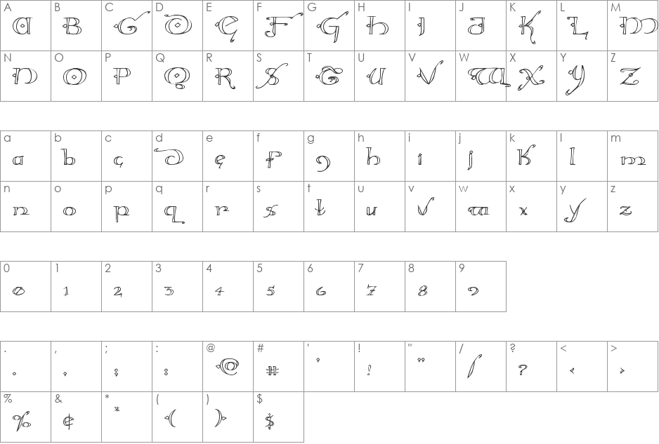 Holly Jingle Expanded font character map preview