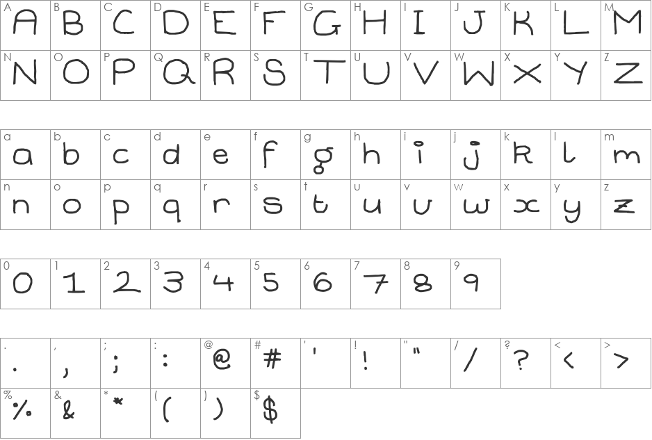 Holly Meier font character map preview