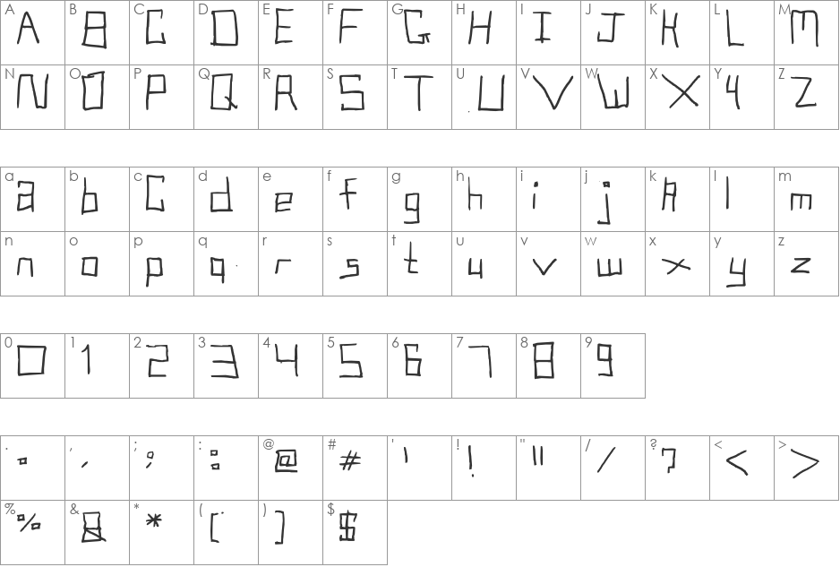 holly Meier font character map preview