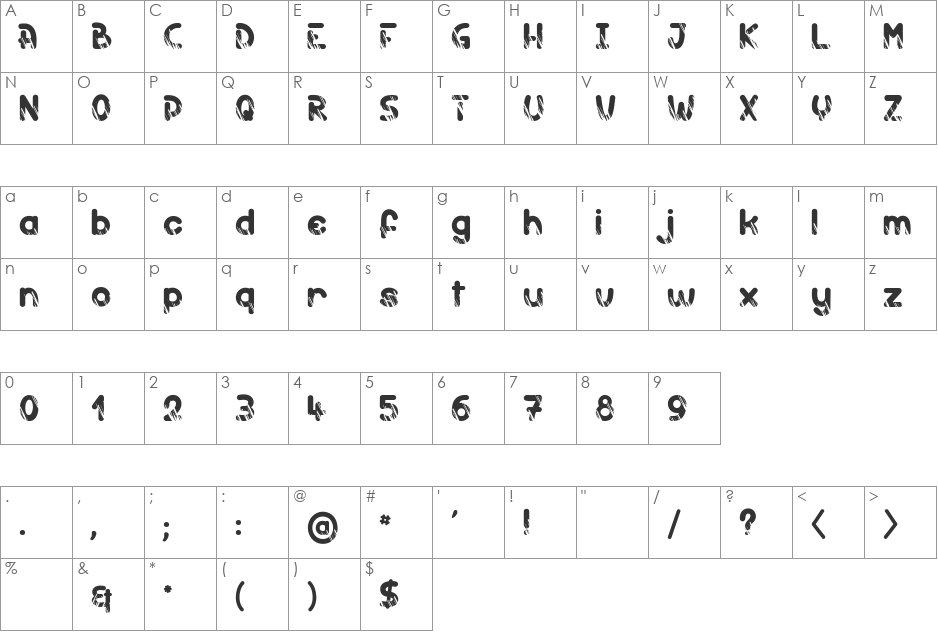 Holy Moly font character map preview
