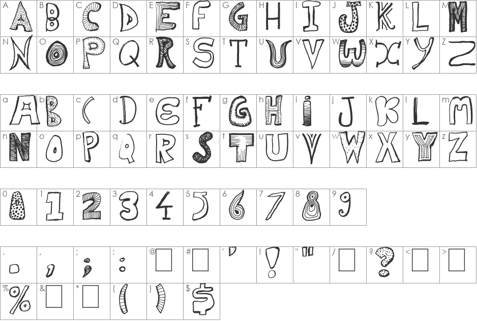 Home Mad Popsters font character map preview