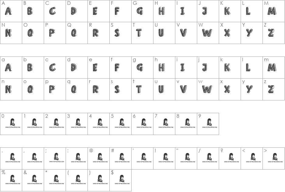 Home School font character map preview