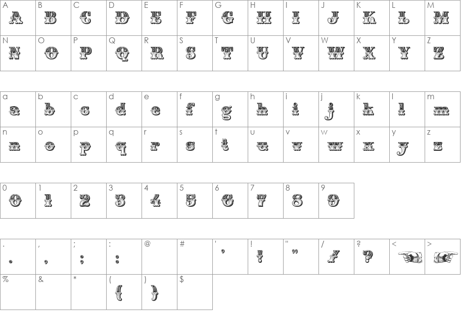 Home Style font character map preview