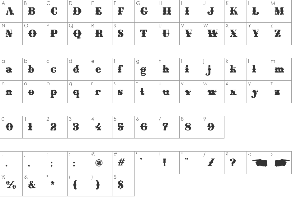 Home Style Fill font character map preview