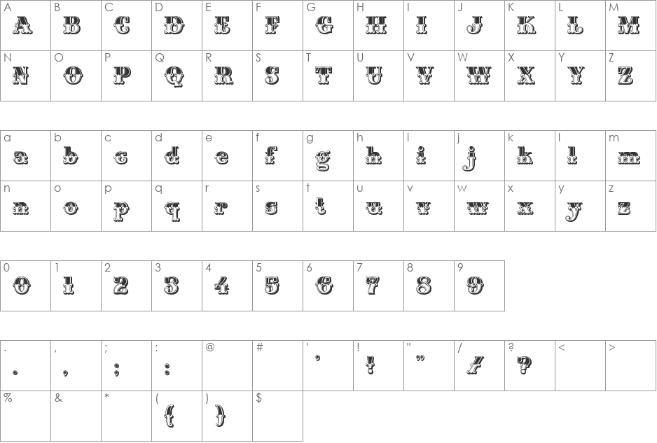 Home Style Plain font character map preview