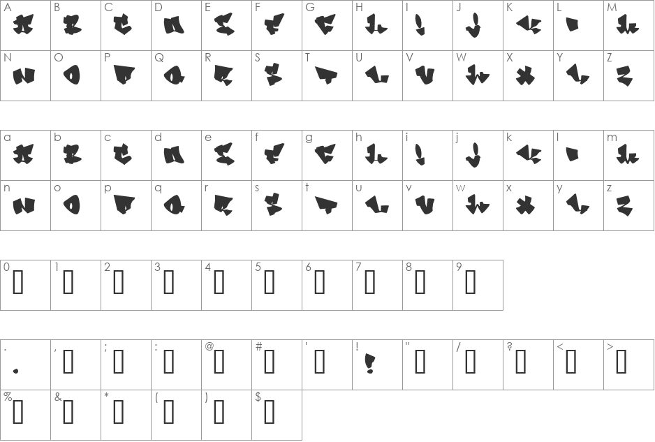 Homeboy font character map preview