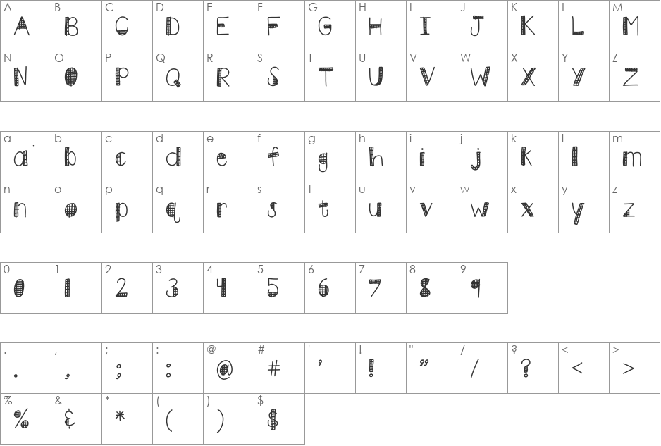 HomegirlCheckYouOut font character map preview