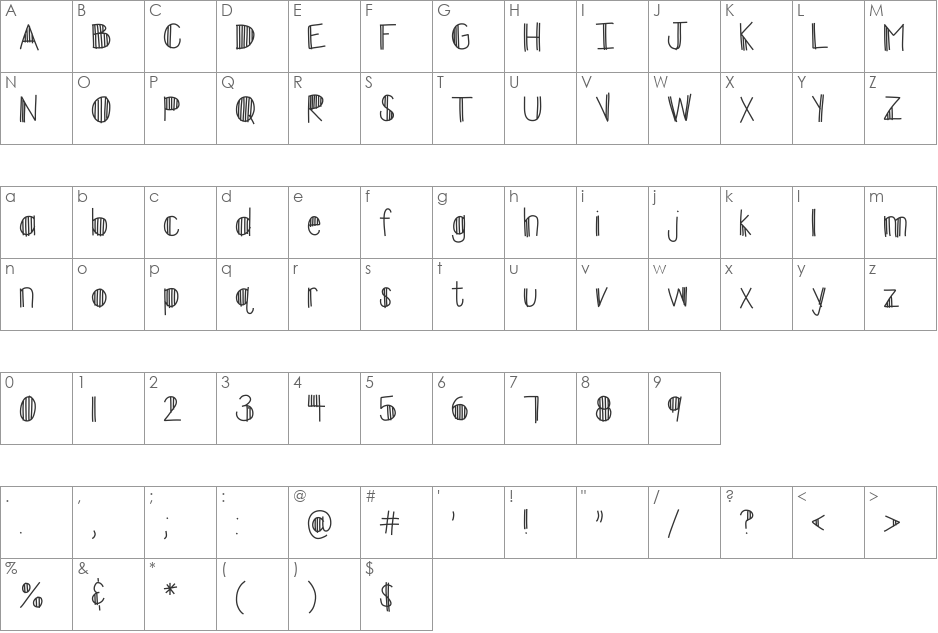 HomegirlJailbird font character map preview