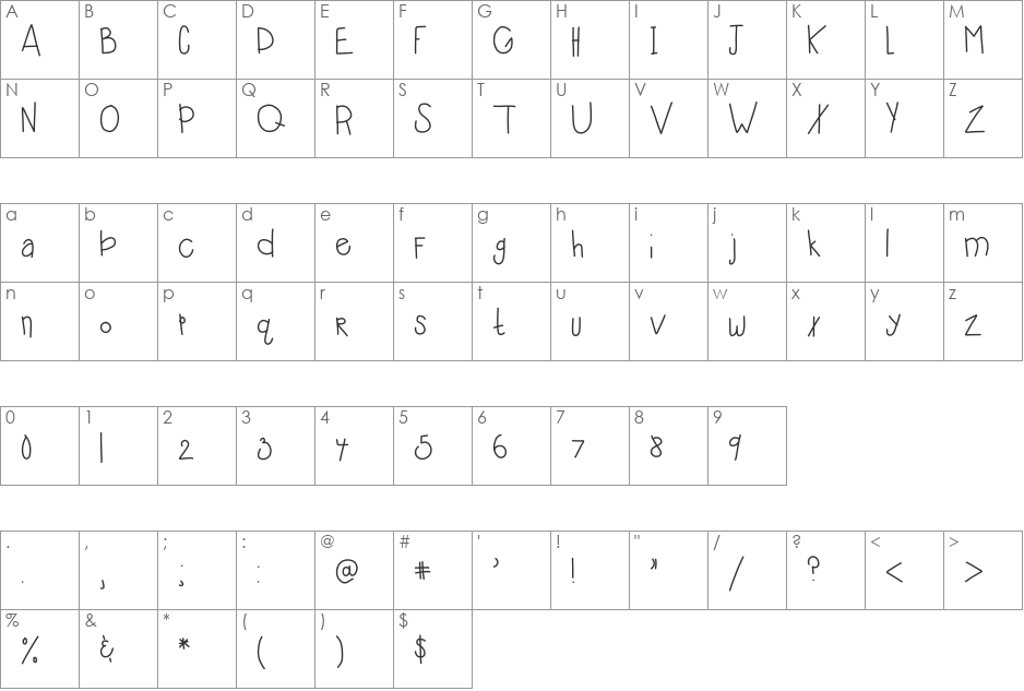 HomegirlShoshanna font character map preview