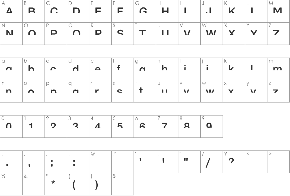 AreHalfsEnough font character map preview