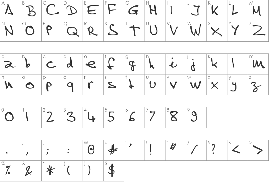 HomelyScriptSSK font character map preview