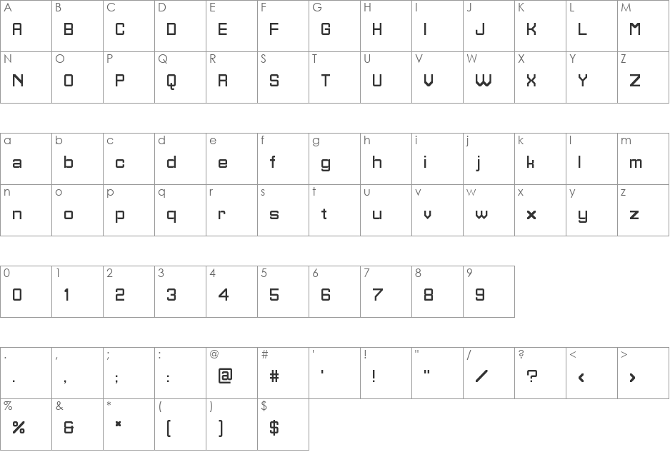 Homestile font character map preview