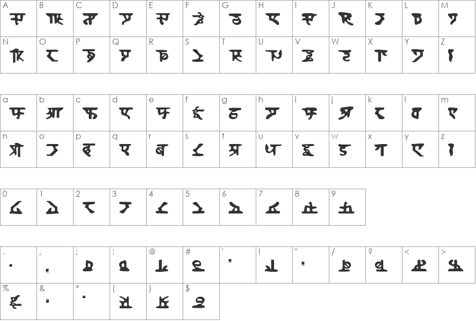 Homeworld Shadow font character map preview