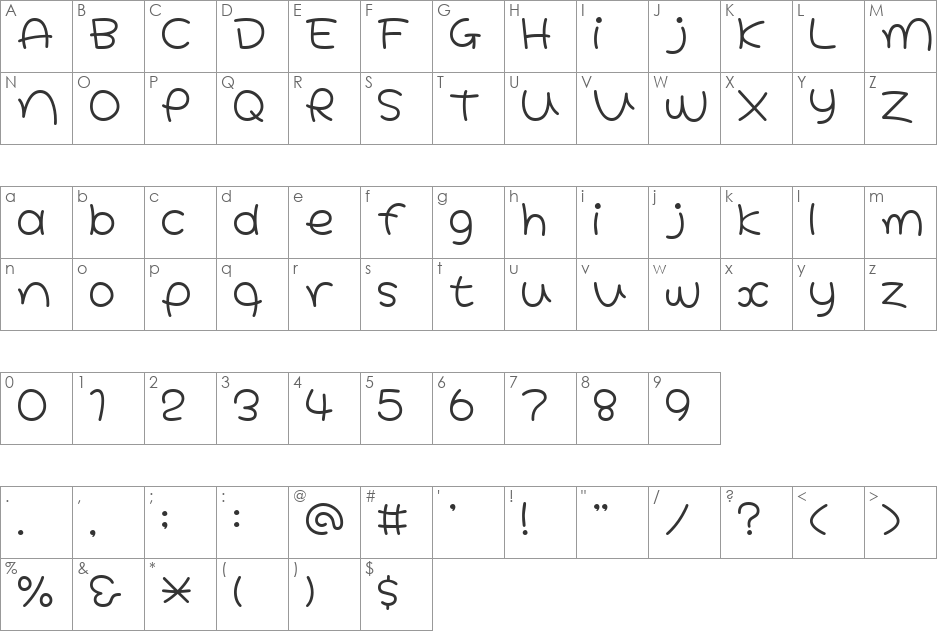 HoneyLight font character map preview