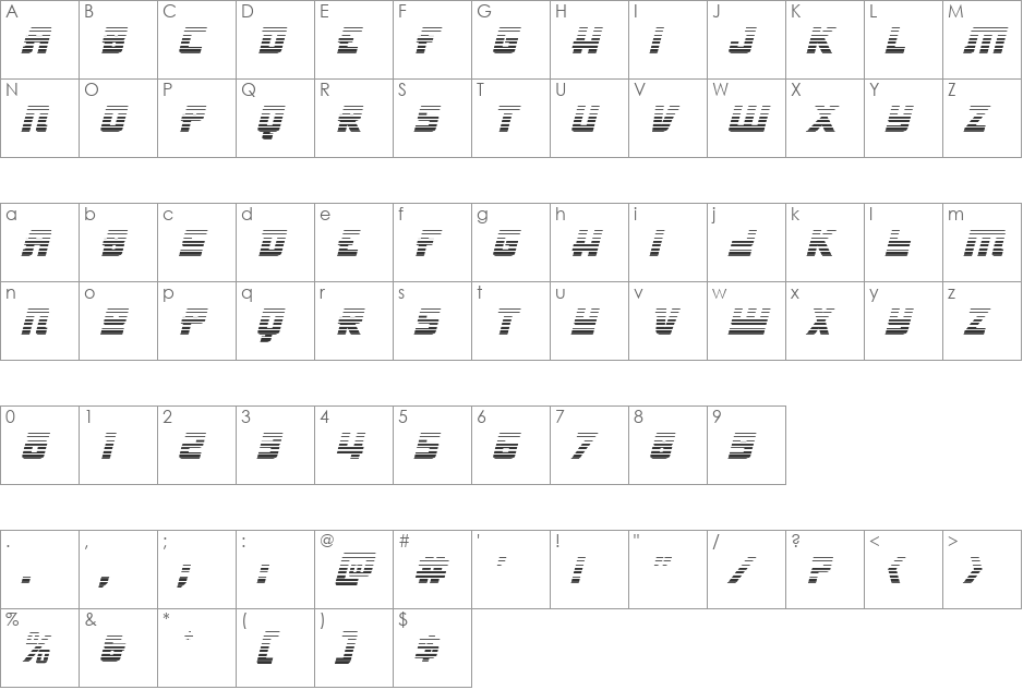 Hong Kong Hustle Gradient Italic font character map preview