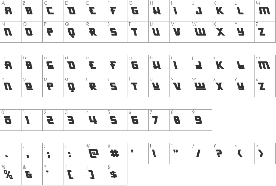 Hong Kong Hustle Leftalic font character map preview