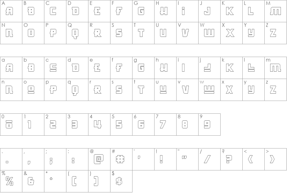 Hong Kong Hustle Outline font character map preview