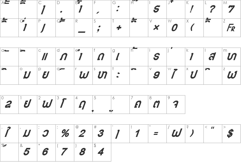 HONGKAD10 font character map preview