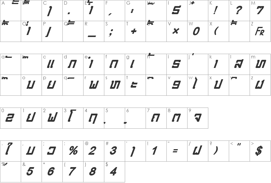 HONGKAD12 font character map preview