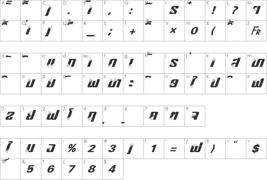 HONGKAD18 font character map preview
