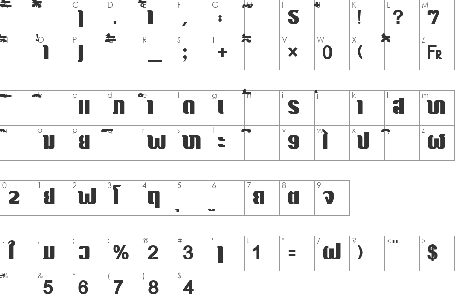 HONGKAD5 font character map preview