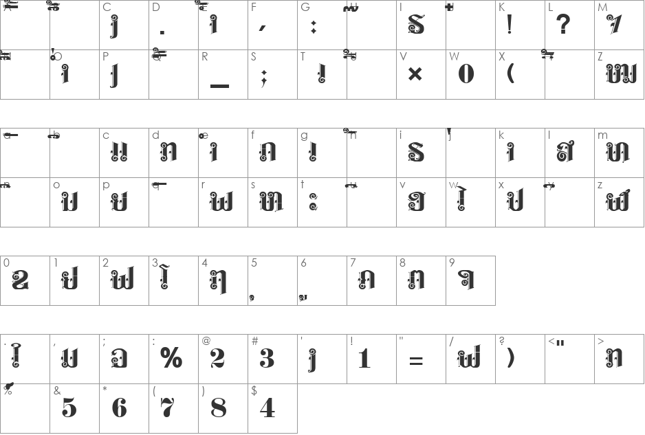 HONGKAD7 font character map preview