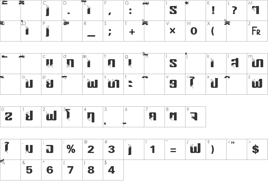 HONGKAD8 font character map preview