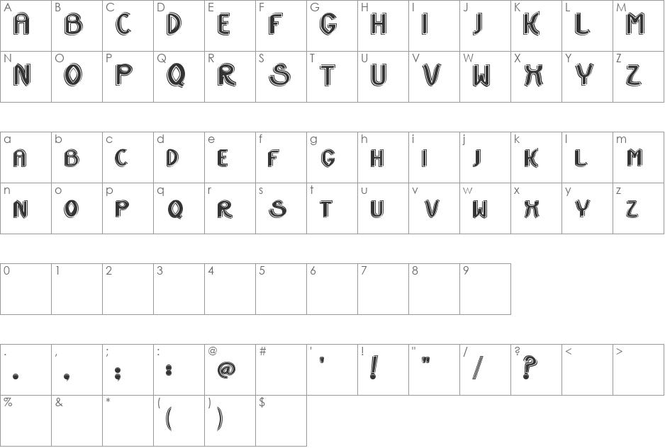 HoodWinked Grande font character map preview