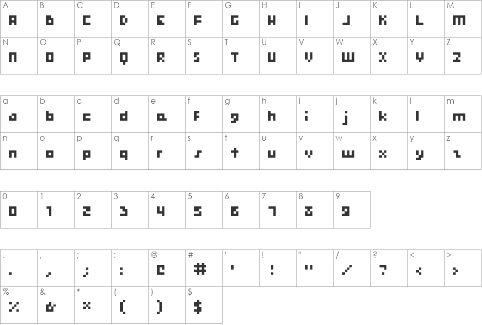 hooge 04_55 font character map preview