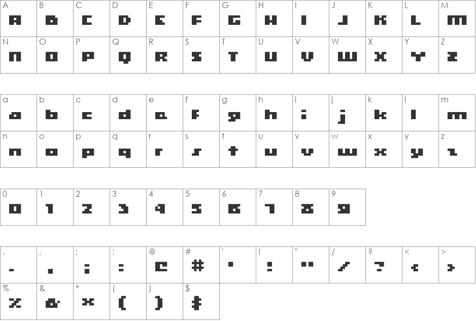 hooge 04_65 font character map preview