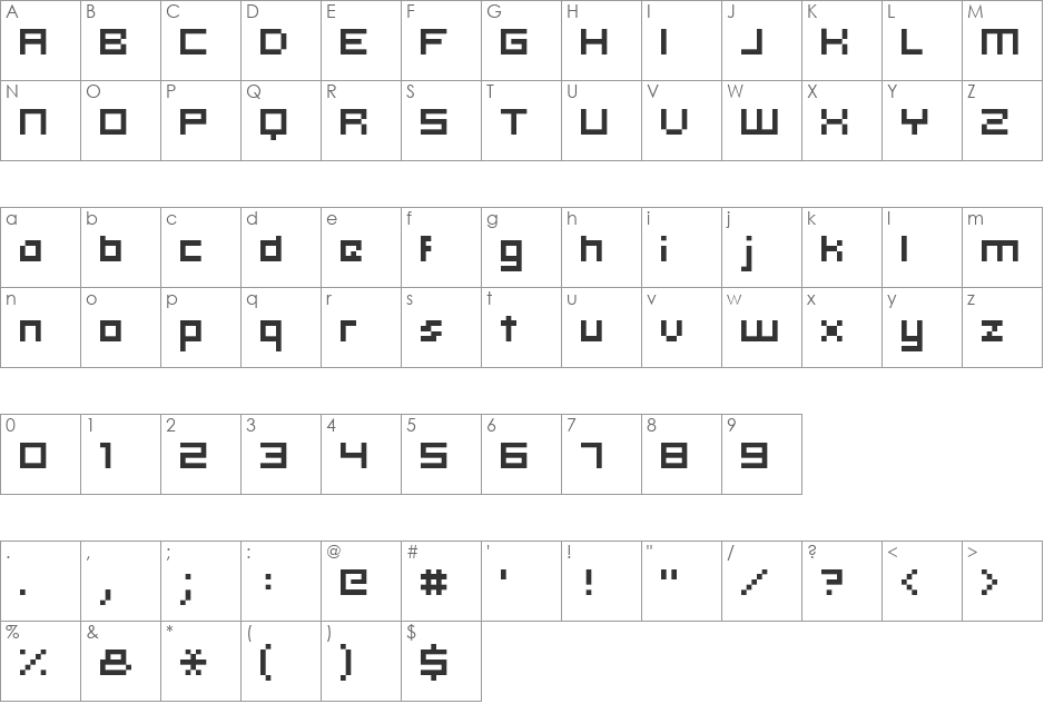 hooge 05_54 font character map preview