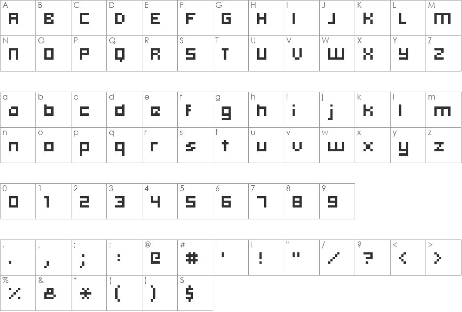 hooge 05_55 font character map preview