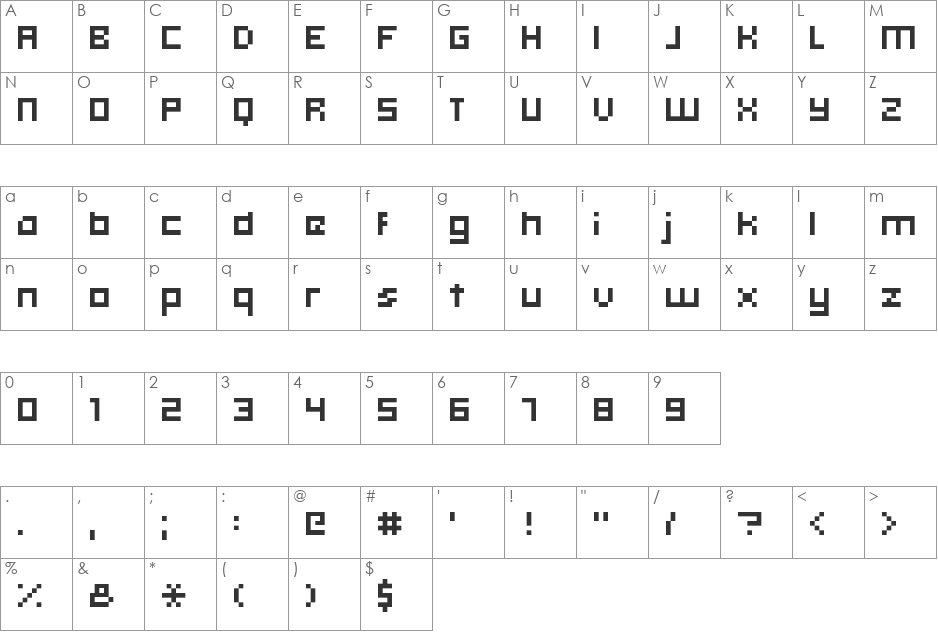 hooge 05_56 font character map preview