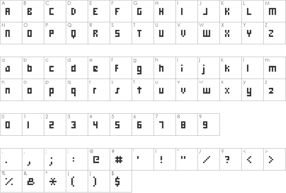 hooge 05_57 font character map preview
