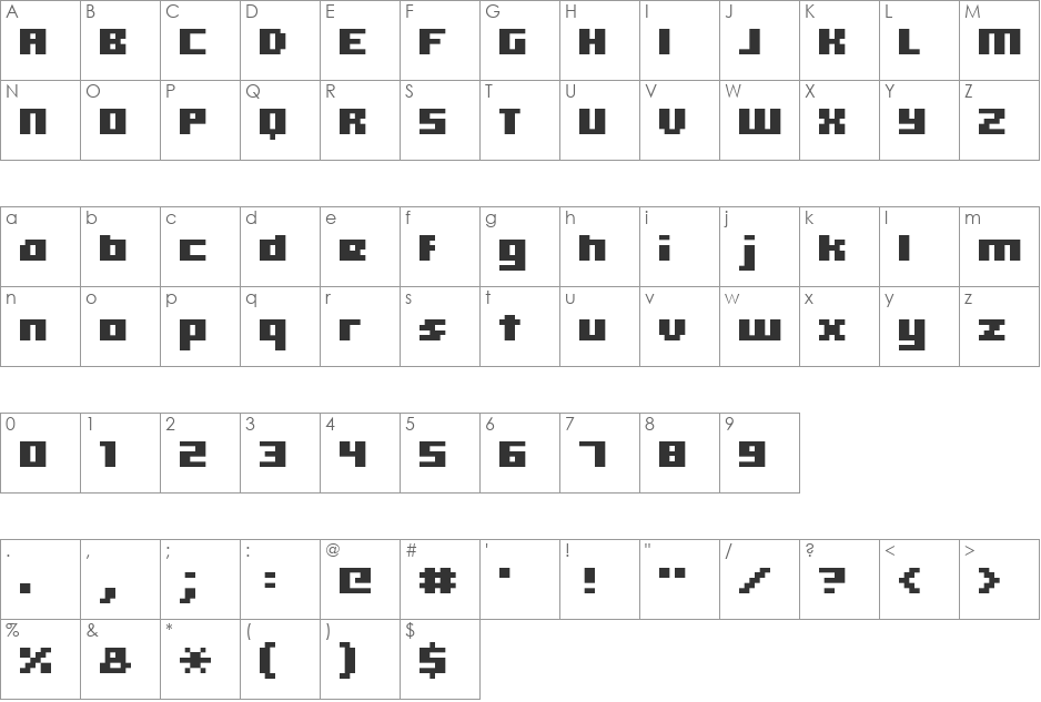 hooge 05_65 font character map preview