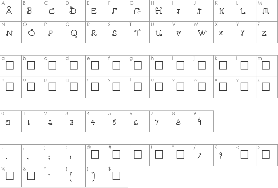 HOOK font character map preview